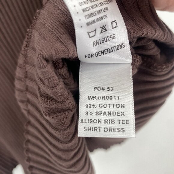 Rowan Size Large Brown Alison Rib Tee Shirt Dress Mini Pockets - Picture 13 of 14